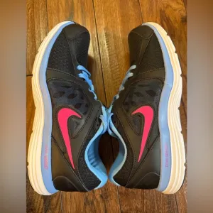 Nike‎ Dual Fusion ST3 Women Black Pink Blue Running Shoes 9.5 #657498-003