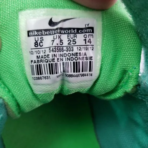 Nike Lebron X TD Kids Size 8C Seafoam Green Fashion Sneaker Shoes 543566 303