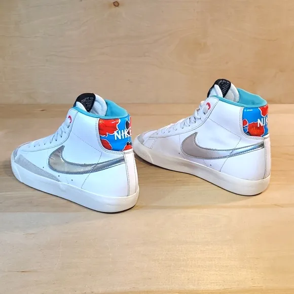Nike Mid Blazer 77 White Leather  Athletic Shoes