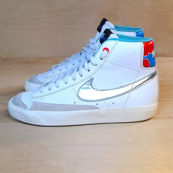Nike Mid Blazer 77 White Leather  Athletic Shoes