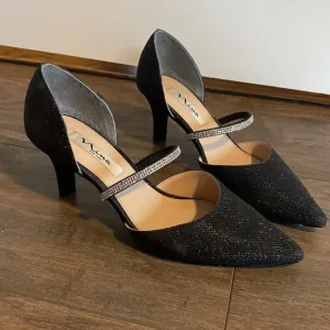 Nina Black Sparkly Heels EUC