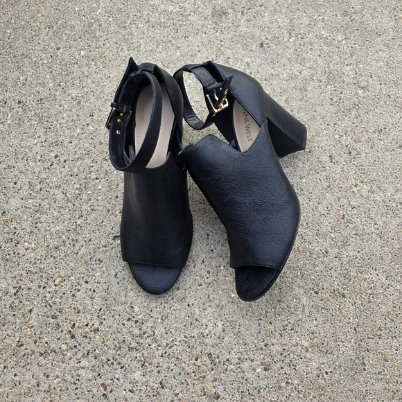 Nine West Black Open-Toe Heeled Sandals Women Size 9