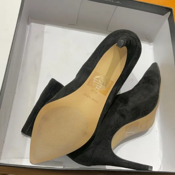 NINE WEST Jory 2 Stretch Booties Pointed toe Stiletto Heel Black Ankle Boots 8.5