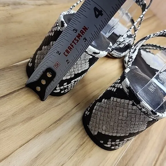 NINE WEST MULTI TEXTURE STRAPPY SNAKEPRINT SANDALS HEELS WOMAN'S SIZE 8.5 NIB