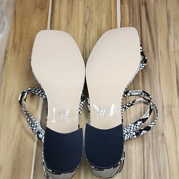 NINE WEST MULTI TEXTURE STRAPPY SNAKEPRINT SANDALS HEELS WOMAN'S SIZE 8.5 NIB