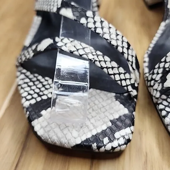 NINE WEST MULTI TEXTURE STRAPPY SNAKEPRINT SANDALS HEELS WOMAN'S SIZE 8.5 NIB
