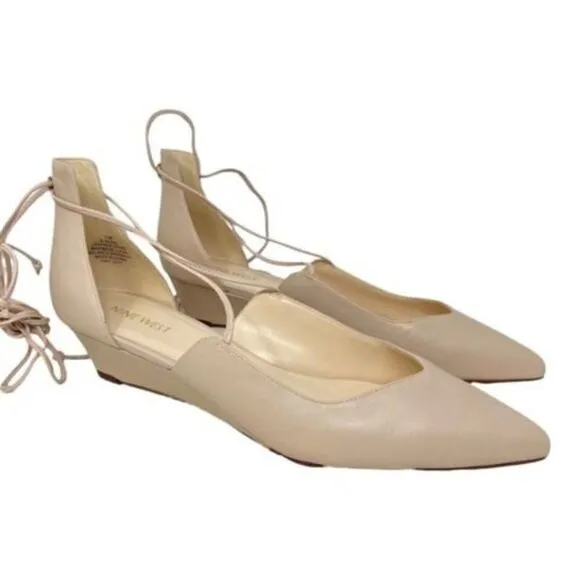 Nine West Shoes WMNS 11 Strappy Flats Eladiao Pointed Toe Criss Neutral Wedding