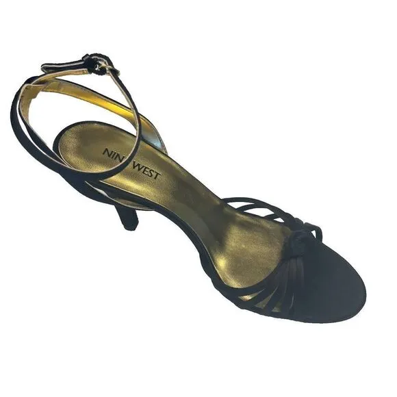 Nine West Strappy Sandals Stilettos Heels Black Size 7M