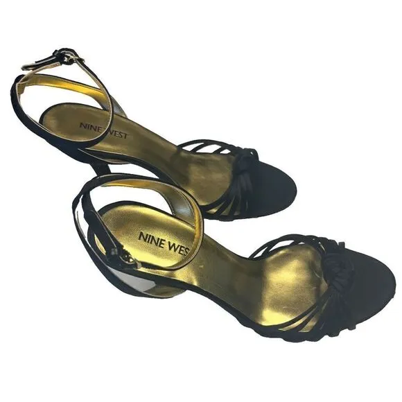 Nine West Strappy Sandals Stilettos Heels Black Size 7M