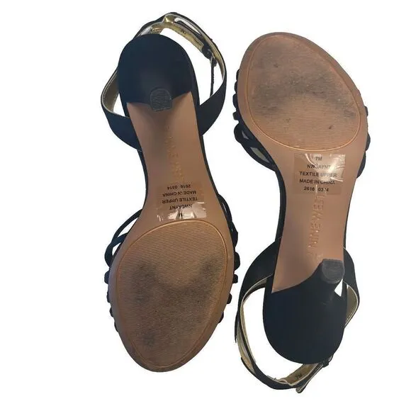 Nine West Strappy Sandals Stilettos Heels Black Size 7M