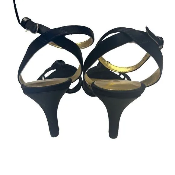 Nine West Strappy Sandals Stilettos Heels Black Size 7M