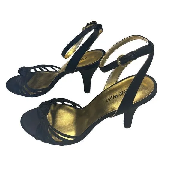Nine West Strappy Sandals Stilettos Heels Black Size 7M