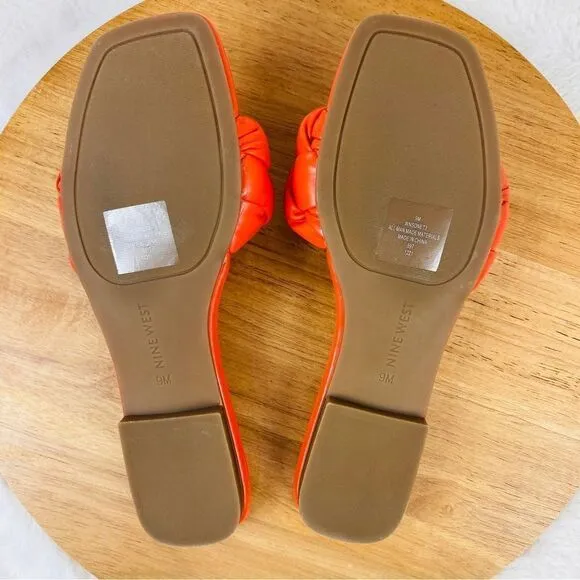 Nine West Sonet Braided Slide Sandal Shoes Orange 9