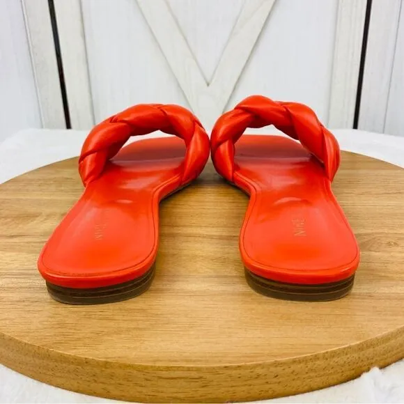 Nine West Sonet Braided Slide Sandal Shoes Orange 9