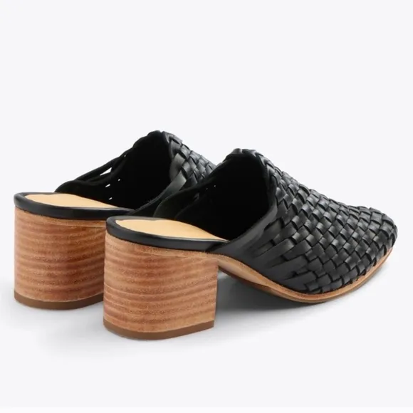 Nisolo Leather Black Woven Mules
