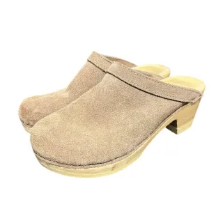 No.6 Old School Clog on High Heel Brown Suede Womens Size 36 US 6 Shoes