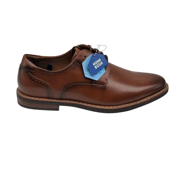 Nunn Bush Brown Leather Oxford Mens Dress Shoes W/Comfort Gel Sole 9M