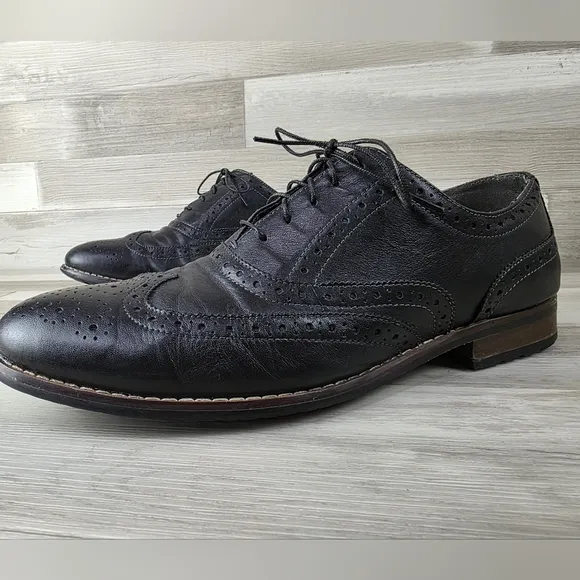 Nunn Bush Mens Black Leather Wingtip Oxford Mens Size 11 #84637
