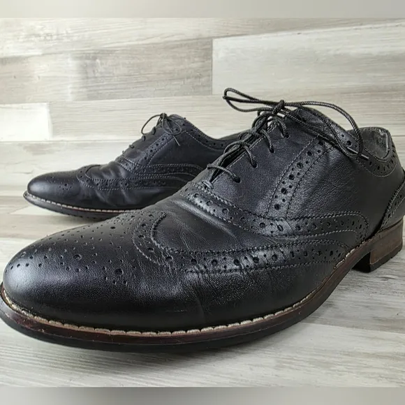 Nunn Bush Mens Black Leather Wingtip Oxford Mens Size 11 #84637