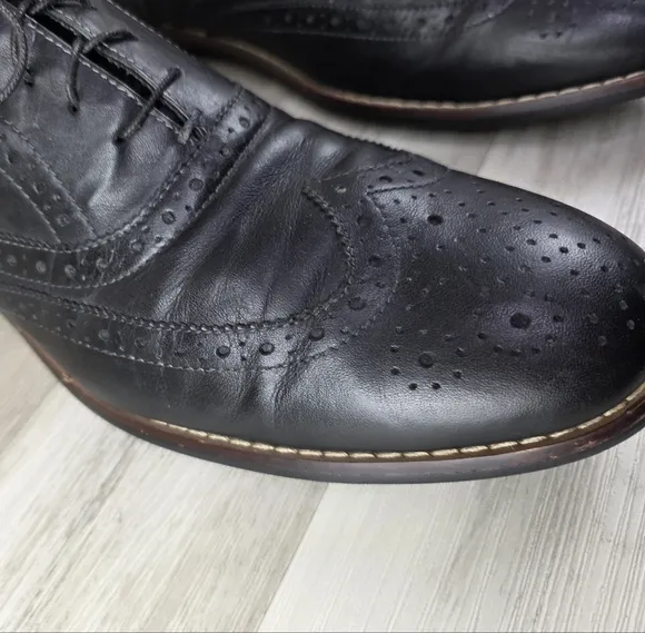 Nunn Bush Mens Black Leather Wingtip Oxford Mens Size 11 #84637