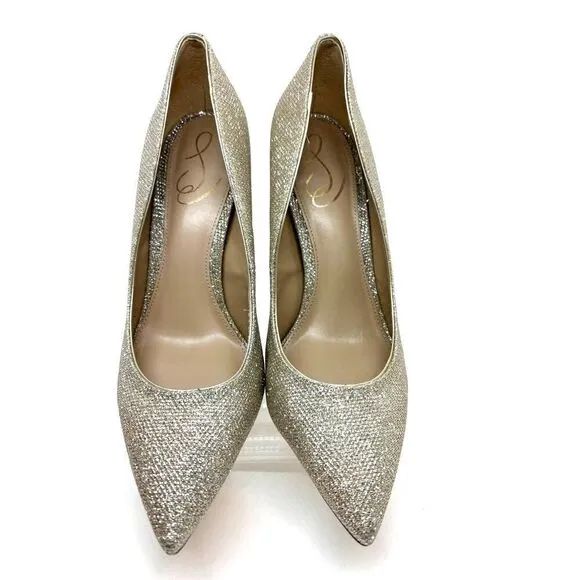 NWB SAM EDELMAN Hazel Light Gold Mesh Special Occasion 3.75&quot; Heels Shoes 9 W