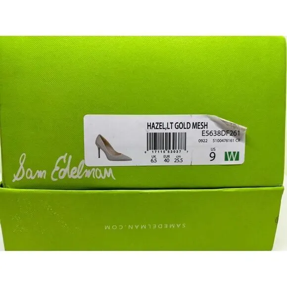 NWB SAM EDELMAN Hazel Light Gold Mesh Special Occasion 3.75&quot; Heels Shoes 9 W