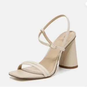 NWOB Sam Edelman Kit Ivory Square Toe Slingback Block Heel Sandals size 10