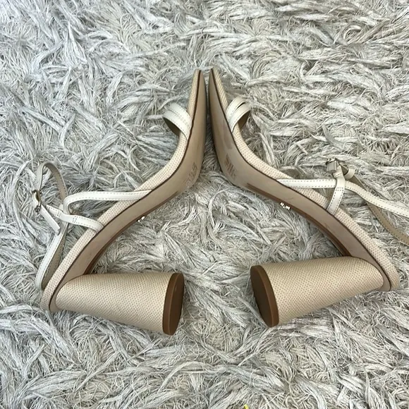NWOB Sam Edelman Kit Ivory Square Toe Slingback Block Heel Sandals size 10