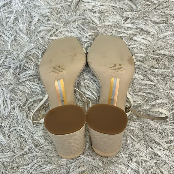NWOB Sam Edelman Kit Ivory Square Toe Slingback Block Heel Sandals size 10