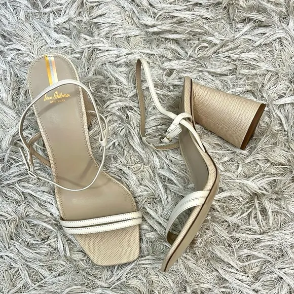 NWOB Sam Edelman Kit Ivory Square Toe Slingback Block Heel Sandals size 10