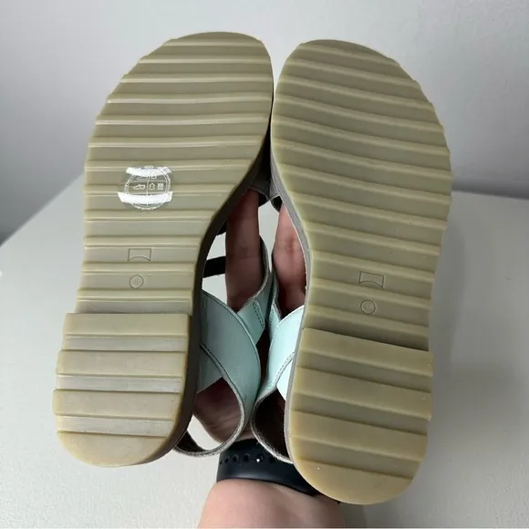 NWOT Camper Blue Gray PimPom Strappy Sandals Size 36 or 6
