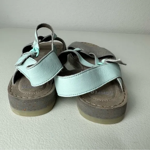 NWOT Camper Blue Gray PimPom Strappy Sandals Size 36 or 6