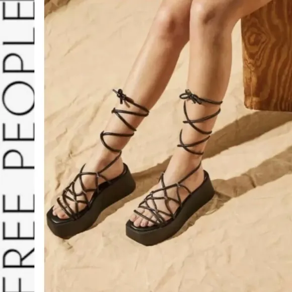 NWOT Free People Georgia Wrap Platform Lace Up Sandals 36