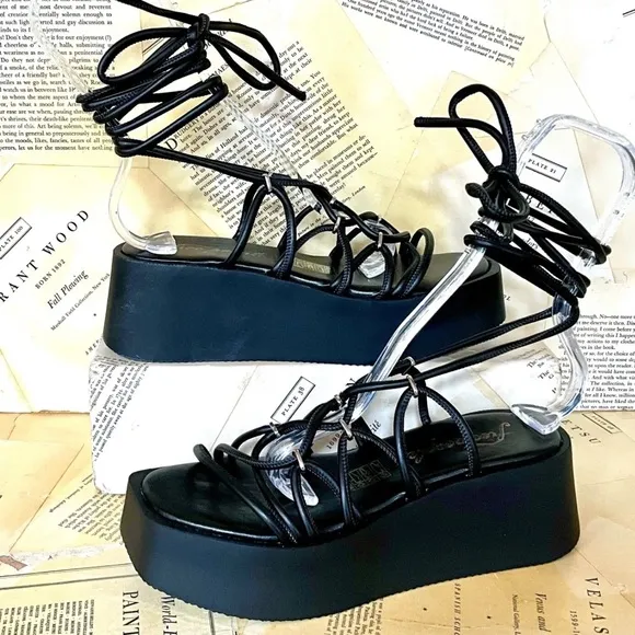 NWOT Free People Georgia Wrap Platform Lace Up Sandals 36