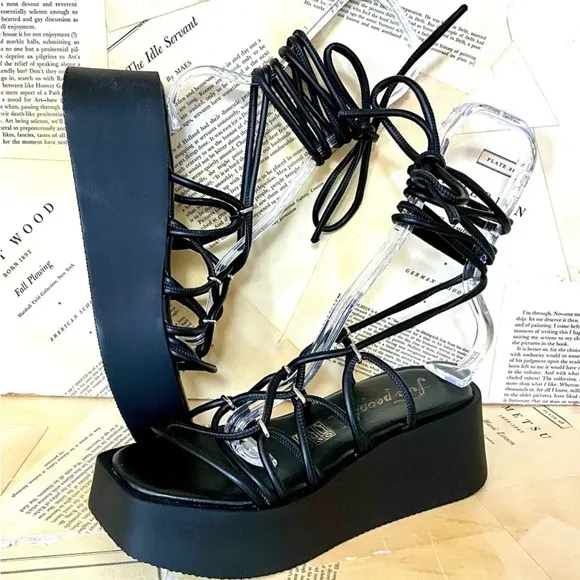 NWOT Free People Georgia Wrap Platform Lace Up Sandals 36
