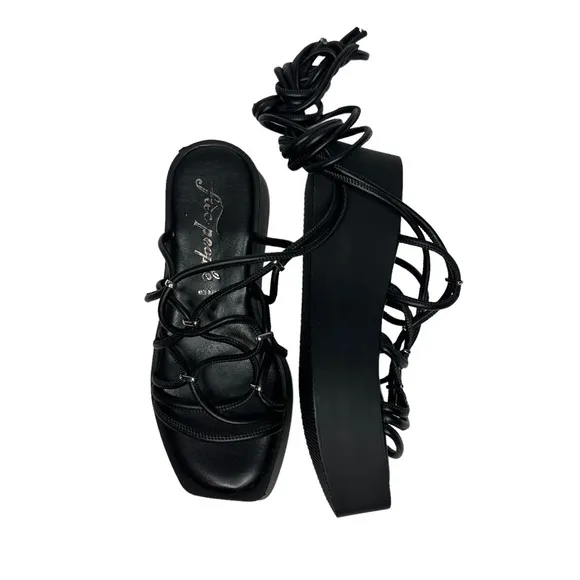NWOT Free People Georgia Wrap Platform Lace Up Sandals 36