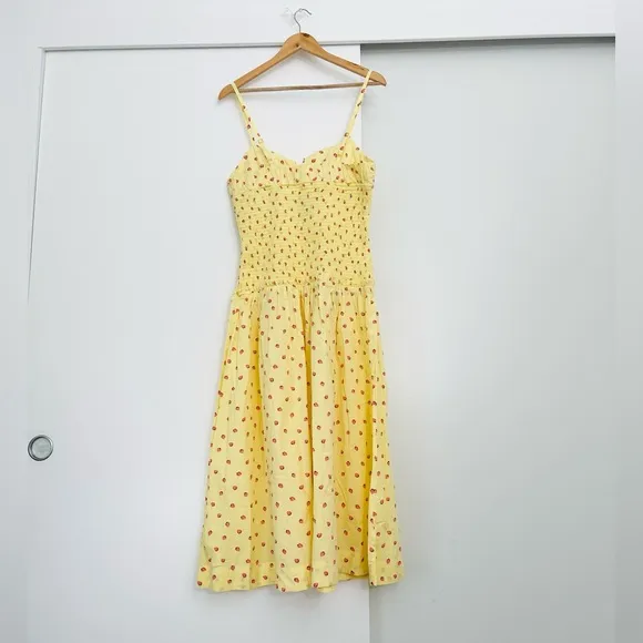 NWOT Free People Strawberry Yellow Midi Maxi Lavender Daze Dress Size Medium