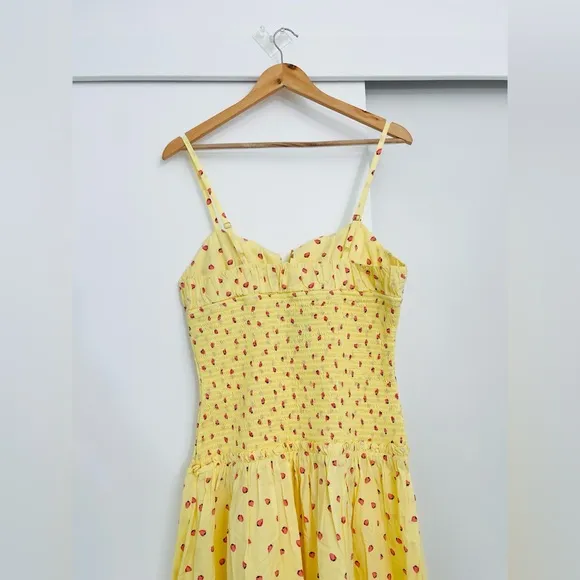 NWOT Free People Strawberry Yellow Midi Maxi Lavender Daze Dress Size Medium