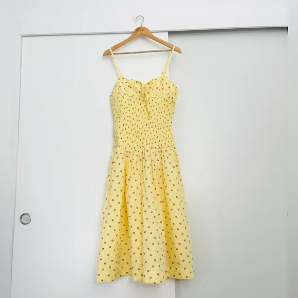 NWOT Free People Strawberry Yellow Midi Maxi Lavender Daze Dress Size Medium