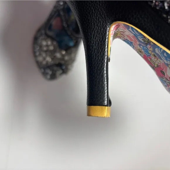NWOT Irregular Choice Black/Silver Glitter Light Ip Heels Party Wedding SZ 7