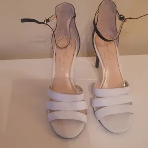NWOT Jessica Simpson Black White Open Toe Strappy Heel Sandals Shoes Size 8.5