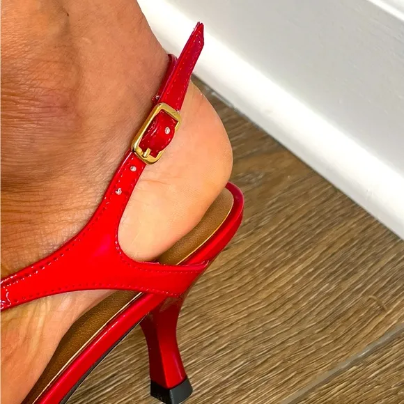 NWOT - Stuart Weitzman Red Patent Leather Strappy Heels Sandals - Sz 7