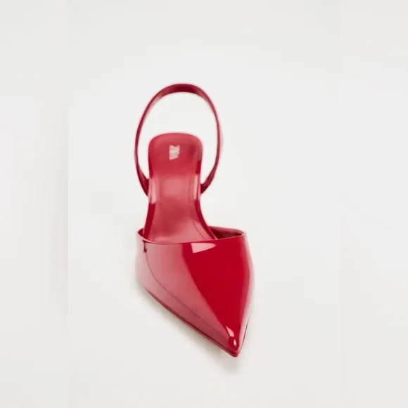 NWOT. Zara Red Shiny High-Heel Shoes. Size 6,5.