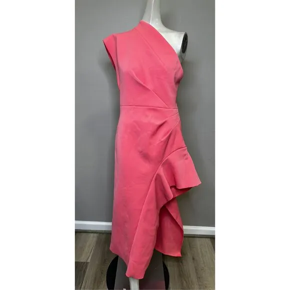 NWT Acler One Shoulder Asymmetric Ruffle Eddington Midi Dress Size 6 $495