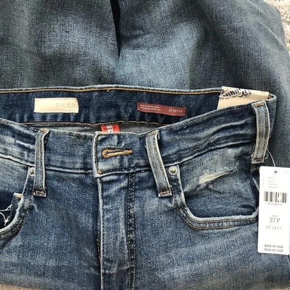 NWT Anthropologie The Selvedge Vintage Straight Jeans 27P $298 Blue Petite