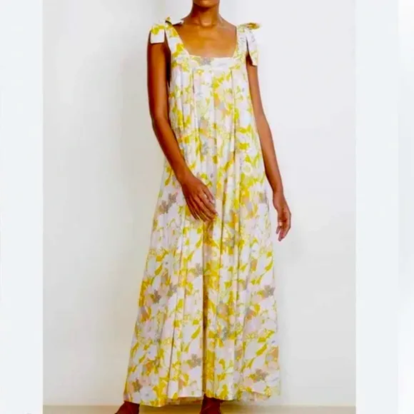 *NWT* APIECE APART Palmas Tie-Sleeve Maxi Dress in Day Arte Floral, size L