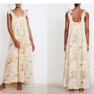 *NWT* APIECE APART Palmas Tie-Sleeve Maxi Dress in Day Arte Floral, size L