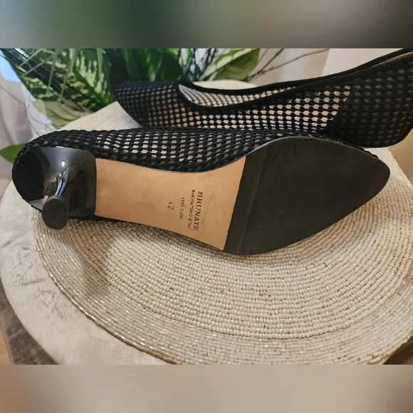 NWT. Brunate  made In italy Elegant Black Suede And   Mesh Heels Siz 42 Us.10