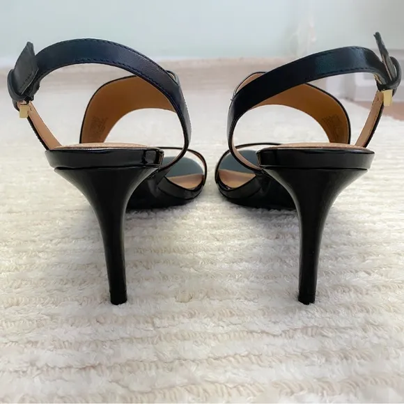 NWT Calvin Klein Lancy Nappa black heeled dress sandals