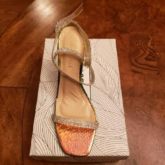 NWT Chase Chloe Clear Blue Green Silver Sandal Heels Size 8